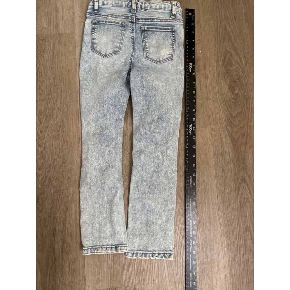 Hippie Girl Floral Acid Wash Distressed Straight Leg Jeans Light Blue Size 5 - Picture 7 of 8